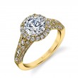 Round Cut Modern Vintage Halo Engagement Ring - Cheri