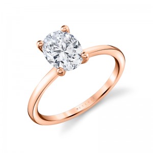 14K ROSE GOLD FOUR PRONG SOLITAIRE SETTING FOR A 1.52CT OVAL CENTER