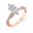 Marquise Cut Spiral Engagement Ring - Le&aacute;na