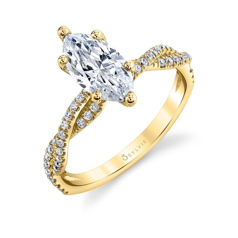 Marquise Cut Spiral Engagement Ring - Le&aacute;na