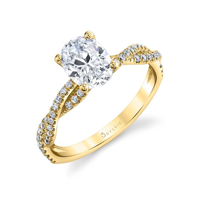 Oval Cut Spiral Engagement Ring - Le&aacute;na