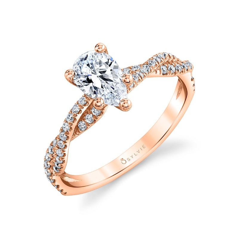 Pear Shaped Spiral Engagement Ring - Le&aacute;na