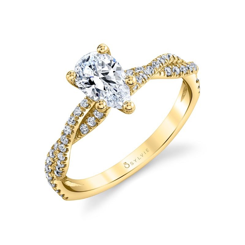 Pear Shaped Spiral Engagement Ring - Le&aacute;na