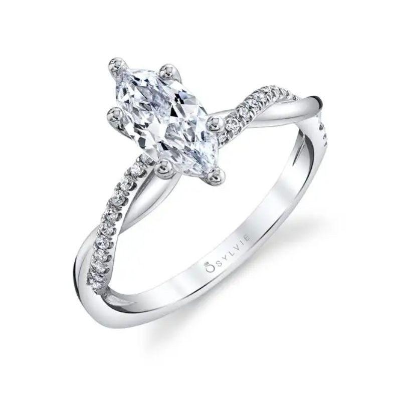 Marquise Cut Diamond Spiral Engagement Ring - Yasmine