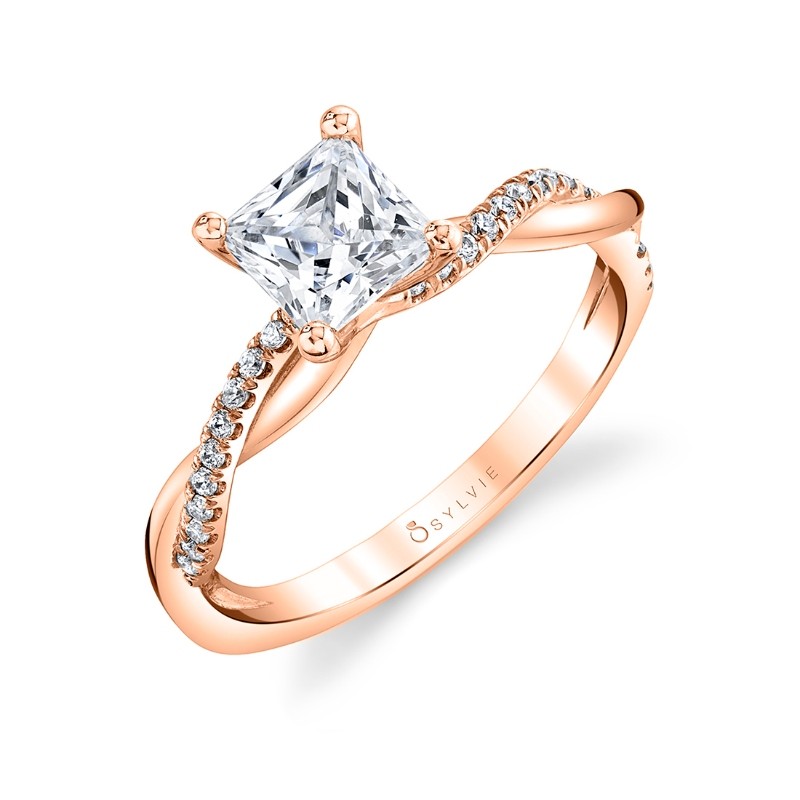 Princess Cut Diamond Spiral Engagement Ring - Yasmine