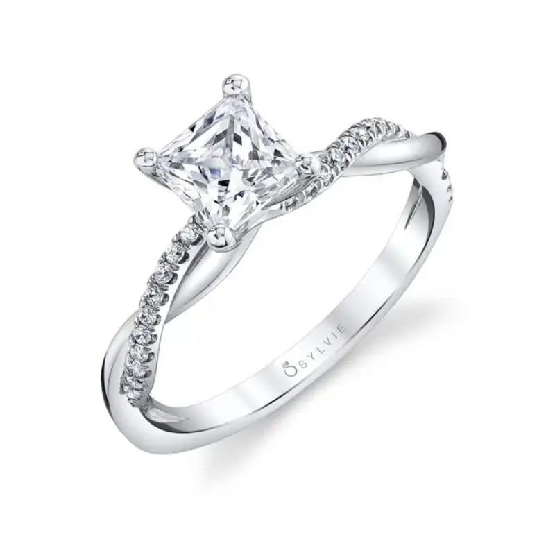 Princess Cut Diamond Spiral Engagement Ring - Yasmine