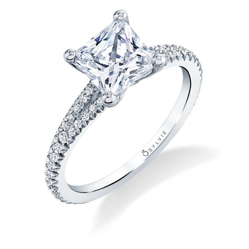 Princess Cut Classic Split Shank Engagement Ring - Romane