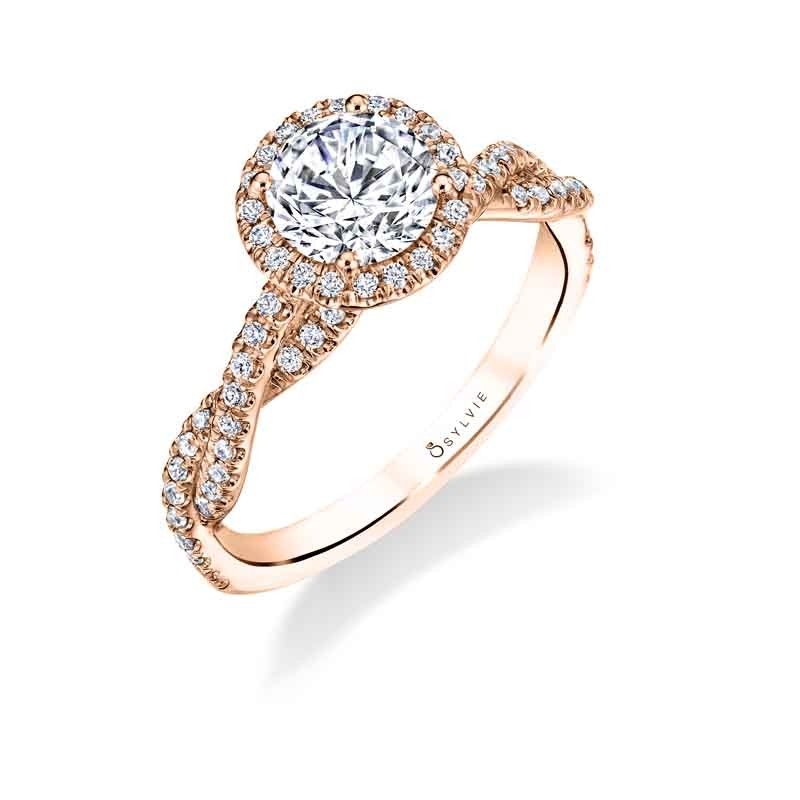 Round Cut Halo Spiral Engagement Ring - Ava