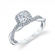 Cushion Cut Two Tone Modern Halo Diamond Spiral Engagement Ring - Coralie