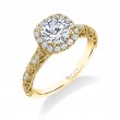 Round Cut Cushion Halo Modern Vintage Engagement Ring - Regine
