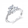 Oval Cut Three Stone Spiral Engagement Ring - Evangeline