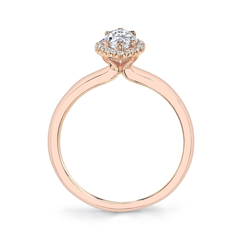 Marquise Cut Solitaire Halo Engagement Ring - Elsie