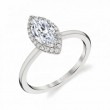 Marquise Cut Solitaire Halo Engagement Ring - Elsie