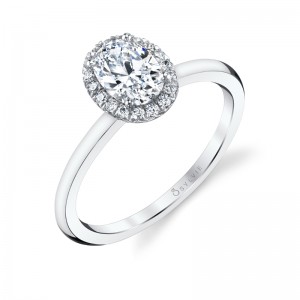 14K WHITE GOLD SEMI MOUNTING WITH .12CTTW ROUND SI CLARITY & GH COLOR DIAMONDS SET IN THE OVAL HALO FINGER SIZE 6.5