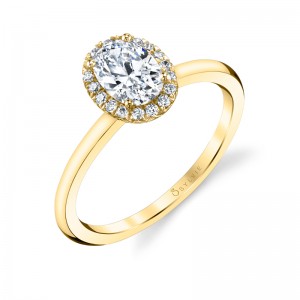 14K YELLOW GOLD SEMI MOUNTING WITH .12CTTW ROUND SI CLARITY & G COLOR DIAMONDS SET IN THE OVAL HALO