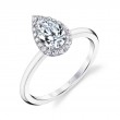 Pear Shaped Solitaire Halo Engagement Ring - Elsie