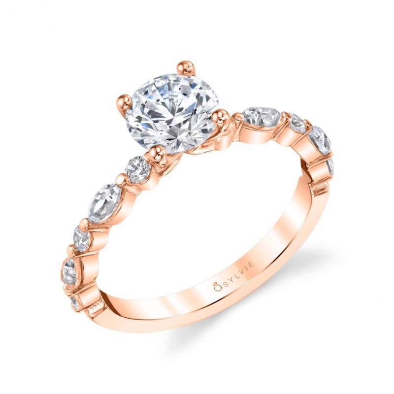 Round Cut Unique Engagement Ring - Felicity