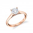 Round Cut Diamond Bridge Solitaire Engagement Ring - Leslie