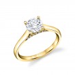 Round Cut Diamond Bridge Solitaire Engagement Ring - Leslie