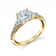 Round Cut Classic Three Stone Engagement Ring - Loretta