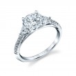 Round Cut Classic Three Stone Engagement Ring - Loretta