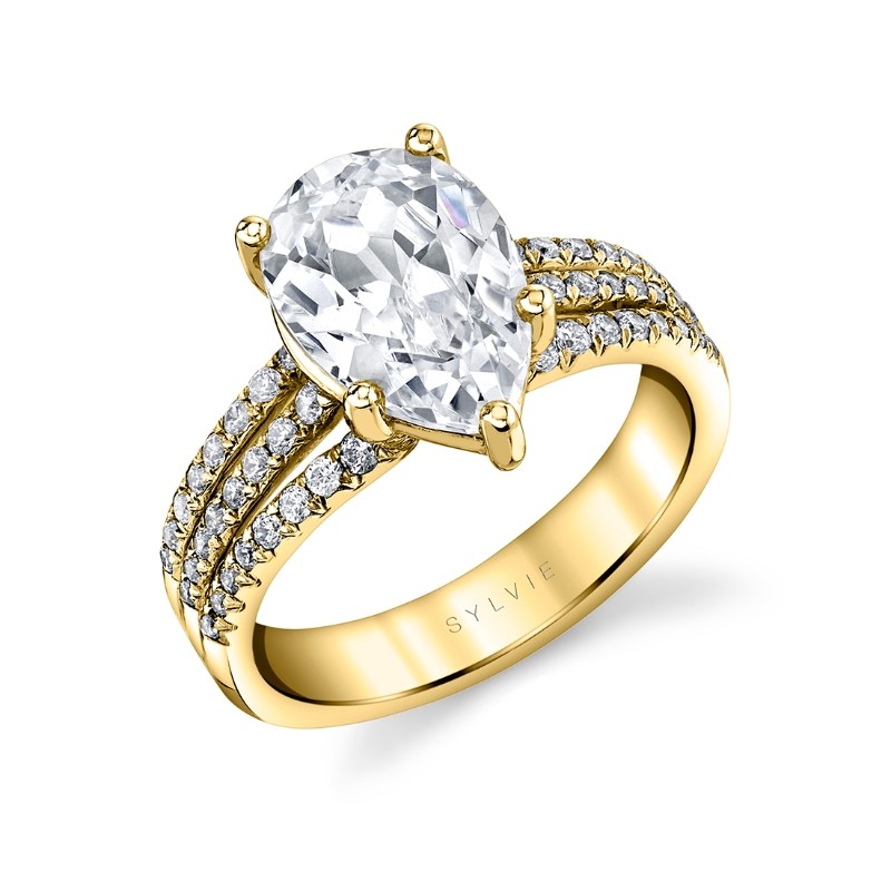 Pear Cut Split Shank Engagement Ring - Florencia