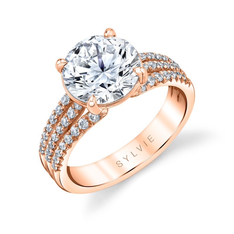 Round Cut Split Shank Engagement Ring - Florencia