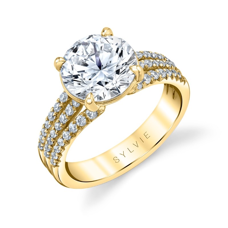 Round Cut Split Shank Engagement Ring - Florencia