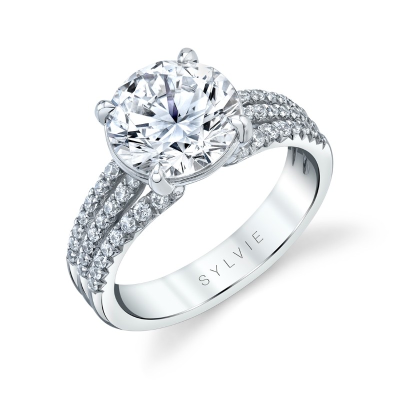 Round Cut Split Shank Engagement Ring - Florencia