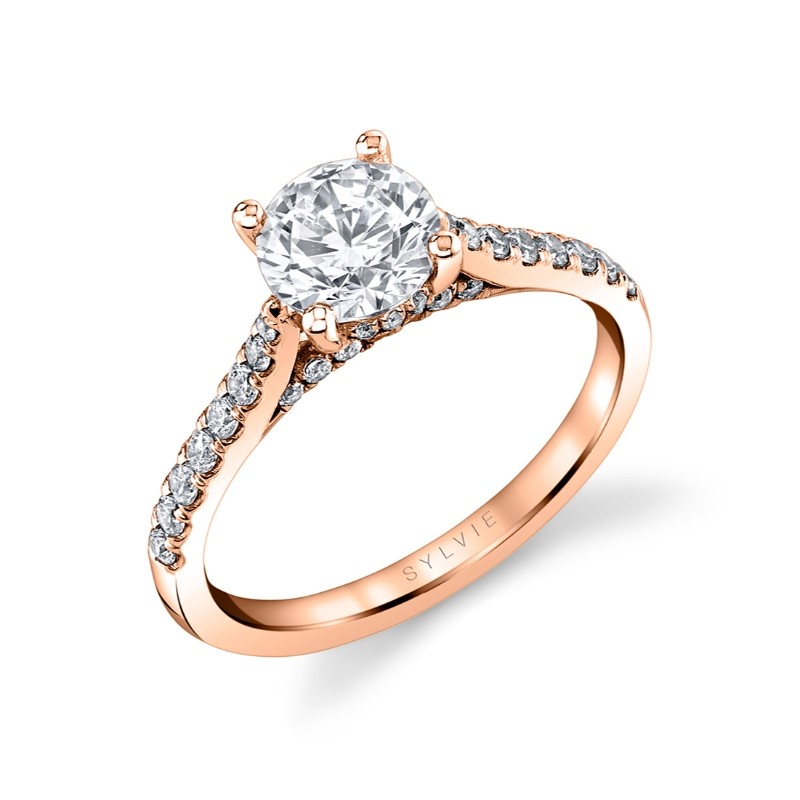 Round Cut Classic Diamond Bridge Engagement Ring - Landry