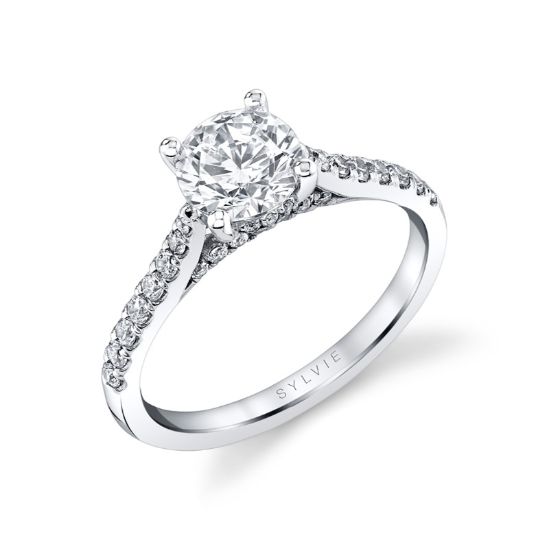 Round Cut Classic Diamond Bridge Engagement Ring - Landry