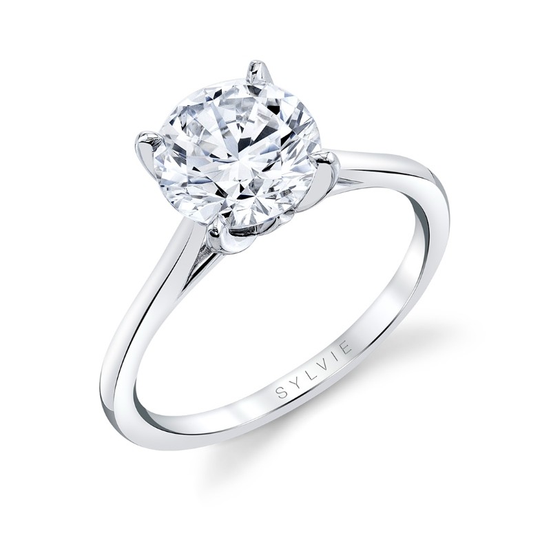 Tulira Solitaire Petal Prong Engagement Ring - Amber