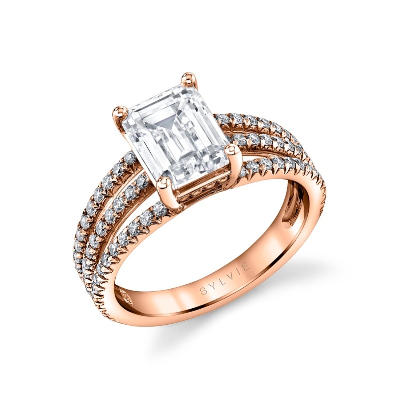 Emerald Cut Classic Split Shank Engagement Ring - Ainsley