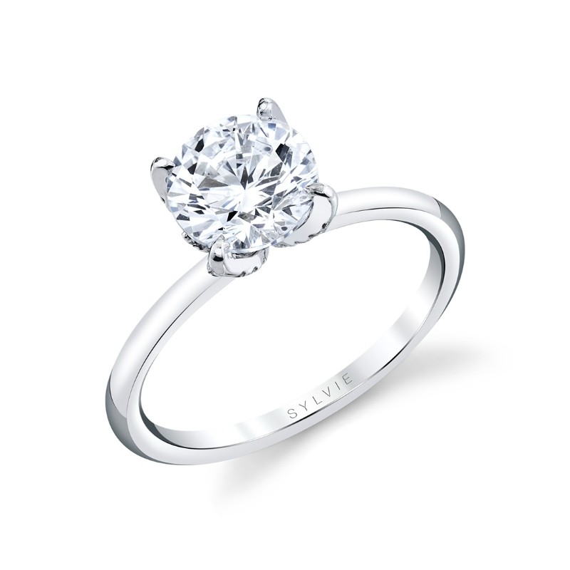 Round Cut Solitaire Diamond Petal Prong Engagement Ring - Althaia