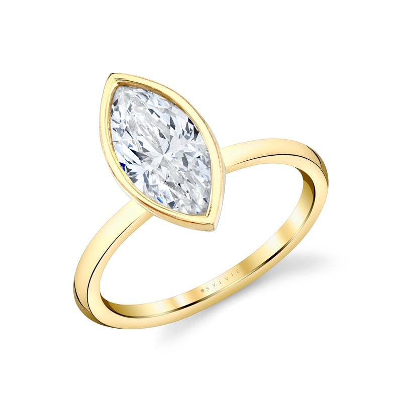 Marquise Cut Bezel Set Engagement Ring - Cliodhna