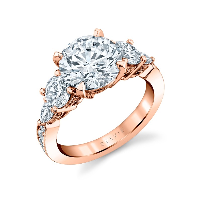 Round Cut Three Stone Engagement Ring - Camryn