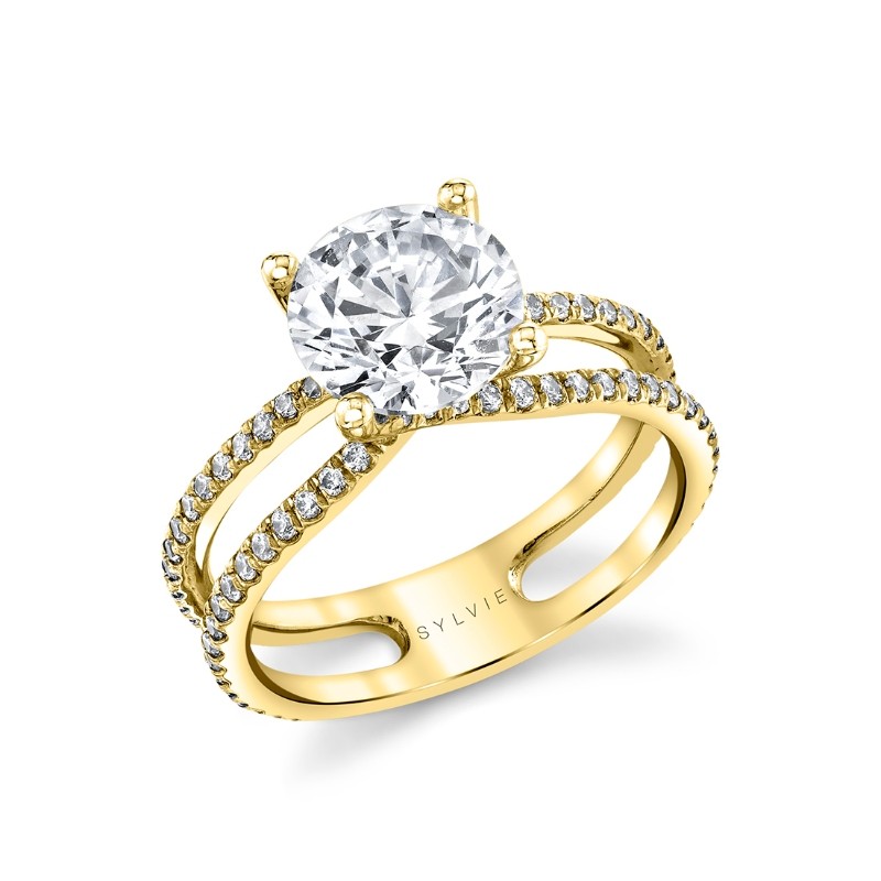 Round Cut Split Shank Engagement Ring - Daniella