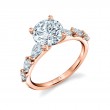 Round Cut Engagement Ring with Pear Side Stones - Beverly