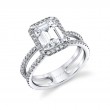 Emerald Cut Classic Halo Split Shank Engagement Ring - Dana