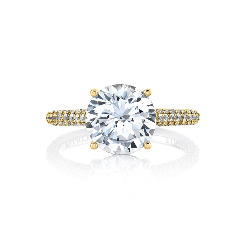 Round Cut Hidden Halo Pave Engagement Ring - Peighton