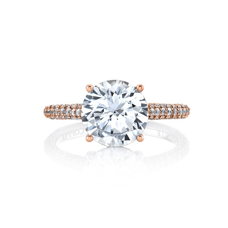 Round Cut Hidden Halo Pave Engagement Ring - Peighton