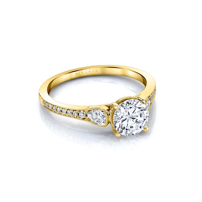 Round Cut Unique Engagement Ring - Esmeralda