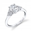 Oval Cut Engagement Ring with Side Stone Clusters - Skylar