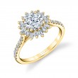Round Cut Floral Halo Engagement Ring - Alana