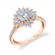 Round Cut Floral Halo Engagement Ring - Aspen