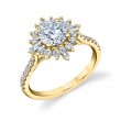 Round Cut Floral Halo Engagement Ring - Aspen