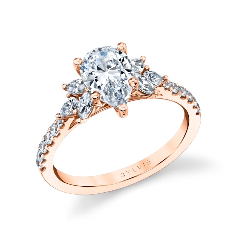 Pear Cut Classic Engagement Ring with Side Stones - Bethany