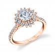 Round Cut Floral Halo Engagement Ring - Ariana