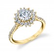 Round Cut Floral Halo Engagement Ring - Ariana