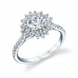 Round Cut Floral Halo Engagement Ring - Ariana